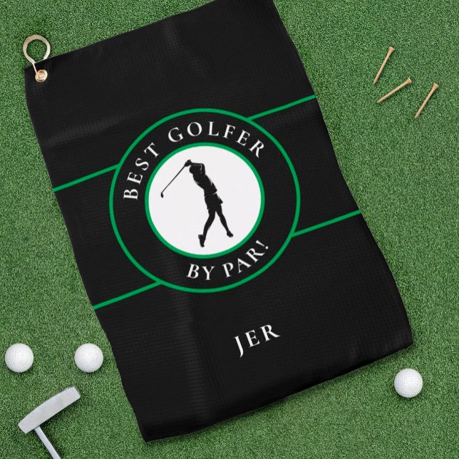 Serviette De Golf Black Meilleur Golfeur Monogramme Sports Pour Son  (Créateur téléchargé)