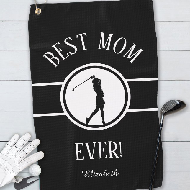 Serviette De Golf Black Meilleure maman jamais Golfer Sports Monogra (Créateur téléchargé)