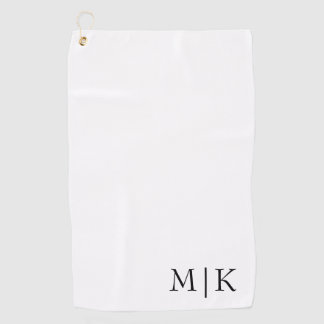 Serviette De Golf Blanc et noir | Monogramme moderne