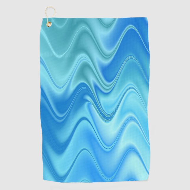 Serviette De Golf Bleu Abstrait Ondulé (Devant)