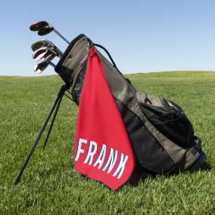 Serviette De Golf Bleu blanc et rouge gras nom empilé