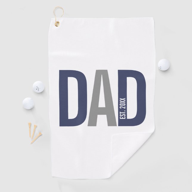 Serviette De Golf Bleu de marine moderne Papa personnalisé établi (En situation)