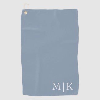 Serviette De Golf Bleu et blanc poussiéreux | Monogramme moderne
