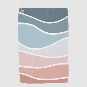 Serviette De Golf Bleu et rose style rétro vagues design