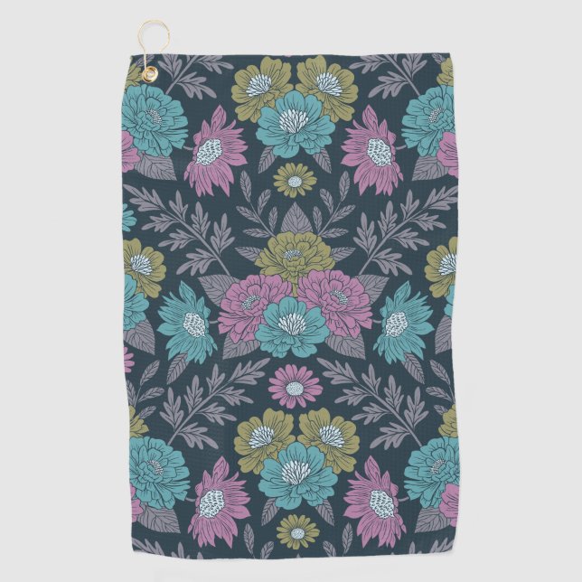 Serviette De Golf Bleu foncé, vert et violet (Devant)