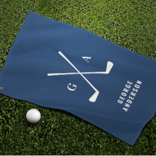 Serviette De Golf Bleu moderne typographie initiales monogramme élég