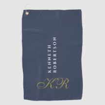 Bleu Nuit Poussiéreux Monogramme Minimaliste Or Bl