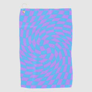 Serviette De Golf Bleu pâle & Lavande Wavavender À damiers Motif