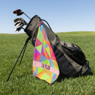 Serviette De Golf Bloc de couleur Bande Nom du monogramme Arc-en-cie