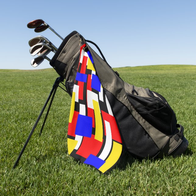 Serviette De Golf Blocs géométriques rouge, jaune, noir et bleu (Vert)