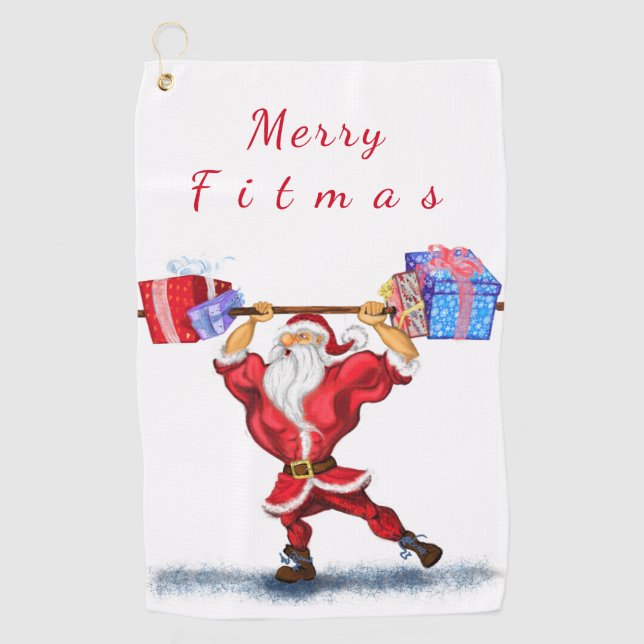 Serviette De Golf Bodybuilder Père Noël Christmas Golf Towne (Devant)