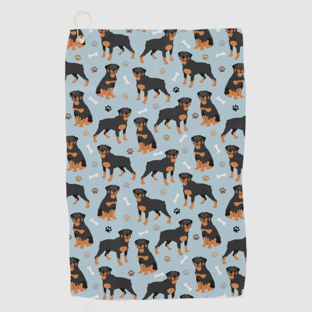 Serviette De Golf Bones et pattes de chien Rottweiler (Devant)