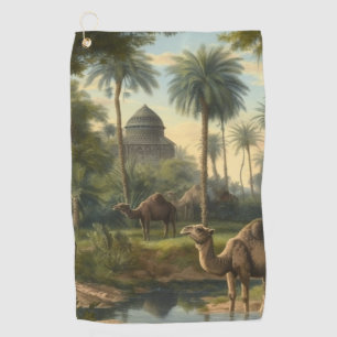 Serviette De Golf Botanique : dromadaires dans la jungle près d'une 