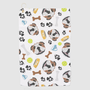 Serviette De Golf Bouledogue de sourire de l'anglais de chien