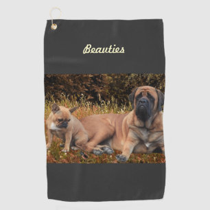 Serviette De Golf Bouledogue français et Mastiff amis