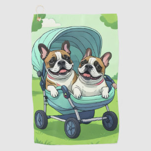 Serviette De Golf Bouledogue français jumeaux Bulldogue français