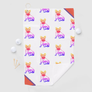Serviette De Golf Bouledogue français néon Bouledogue français