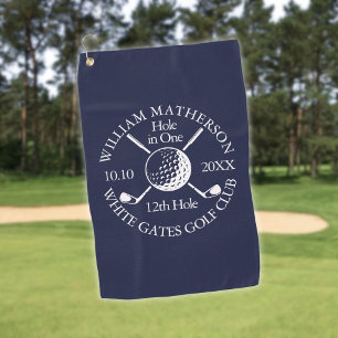 Serviette De Golf Boules de golf personnalisées trou en un bleu mari
