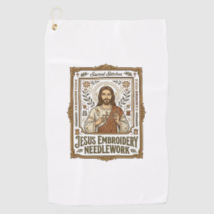 Serviette De Golf Broderie Jésus Travail à l'aiguille Jésus Broderie