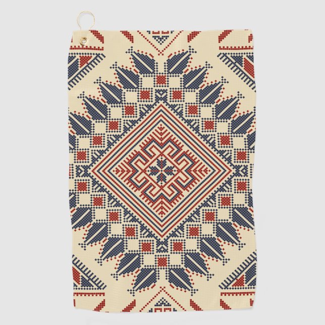 Serviette De Golf Broderie palestinienne traditionnelle (Devant)