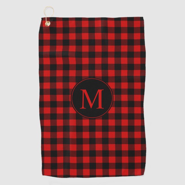 Serviette De Golf Buffle rouge robuste plaqué avec Monogramme (Devant)