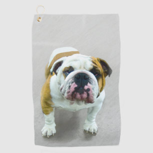 Serviette De Golf Bulldog Painting - Cute Original Dog Art