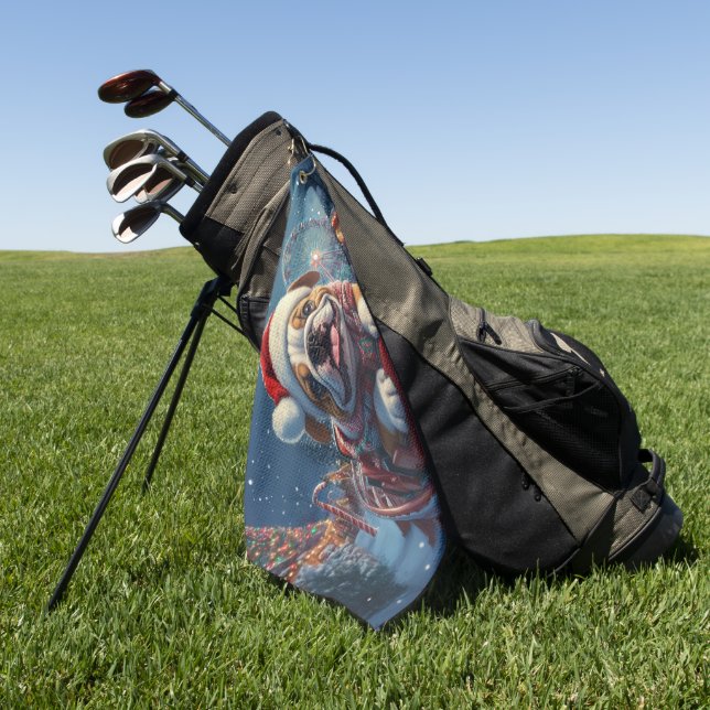 Serviette De Golf Bulldog Roller Dessous de verre Noël (Vert)
