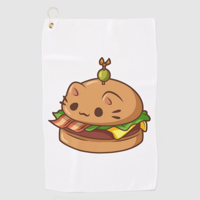 Serviette De Golf Burger de chat 2 (Devant)