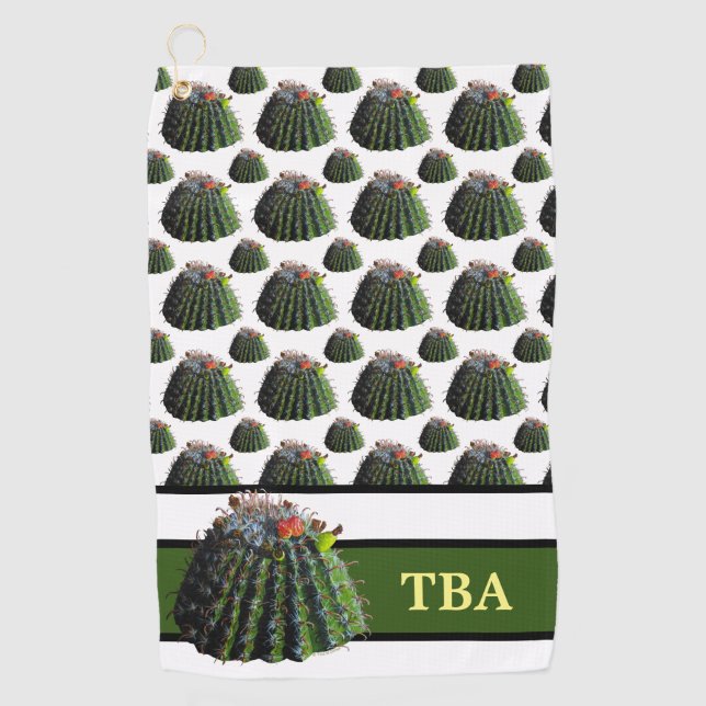 Serviette de golf Cactus - Monogramme personnalisé (Devant)