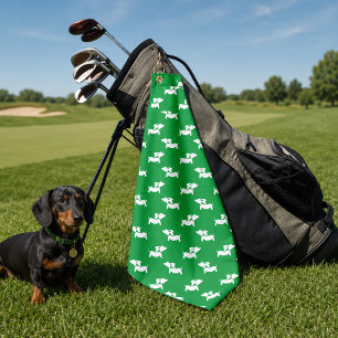 Serviette De Golf Cadeau de golfeur pour dachshund vert