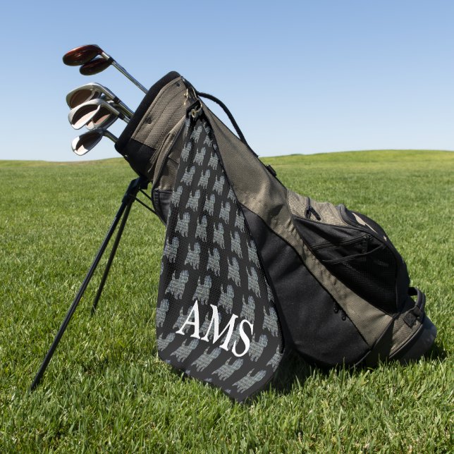 Serviette De Golf Cairn Terrier Chien Silhouette Y&B Grille Noir (Vert)