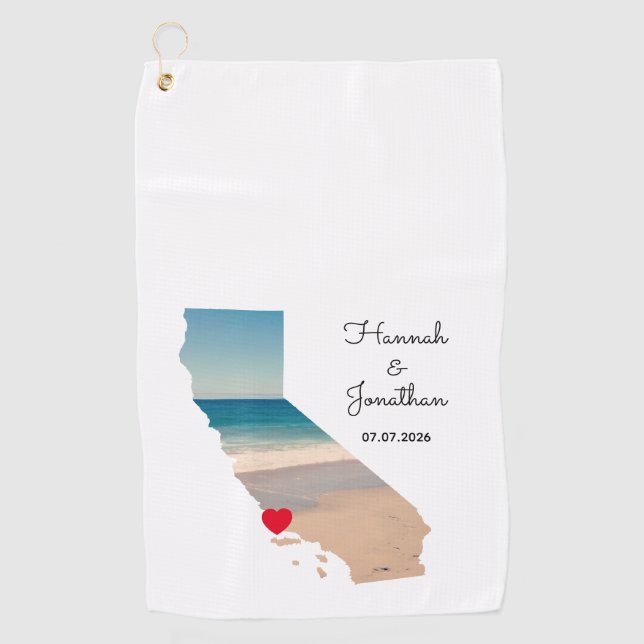 Serviette De Golf California Shape Wedding Photo (Devant)