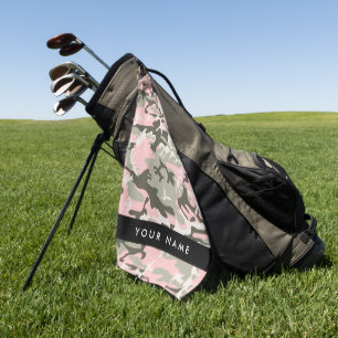 Serviette De Golf Camouflage Rose et Vert Personnalisez votre nom