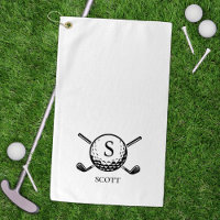 Canne de golf classique Monogramme Nom Noir Blanc