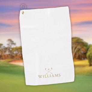 Serviette De Golf Cannes de golf personnalisées au nom en or classiq