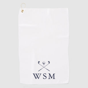 Serviette De Golf Canons de golf personnalisés avec monogramme bleu