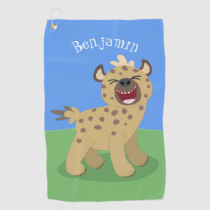 Serviette De Golf Caricature amusante hyena riant illustration