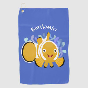Serviette De Golf Caricature d'anénome de poisson clown joli