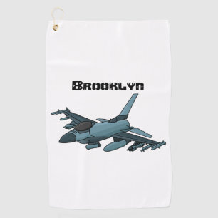 Serviette De Golf Caricature d'avion de chasse militaire