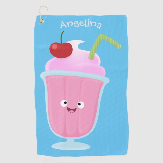 Serviette De Golf Caricature de crème glacée de fraise mignonne (Devant)