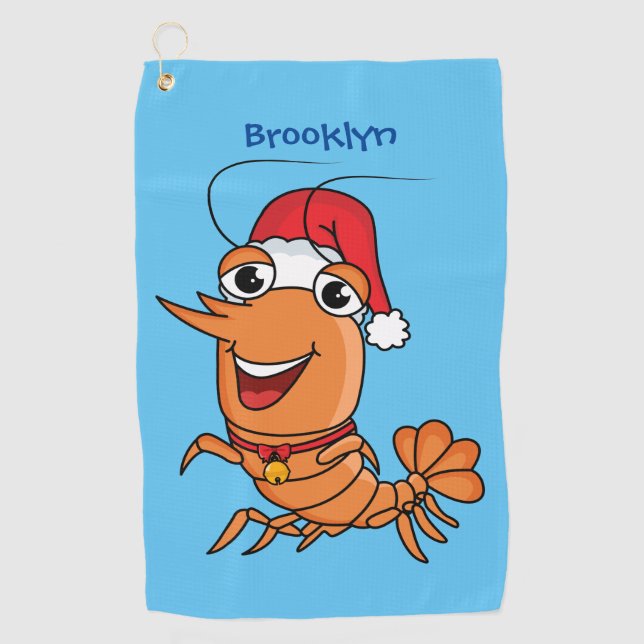 Serviette De Golf Caricature de crevettes de Noël joyeux (Devant)