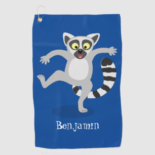 Serviette De Golf Caricature de danse lémurienne en anneau mignon