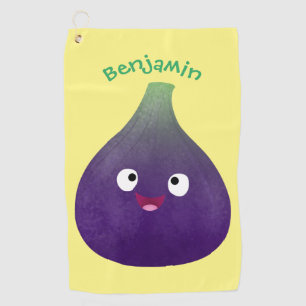Serviette De Golf Caricature de fruits mauve joyeux aux figues