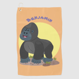 Serviette De Golf Caricature de gros gorilles joyeux