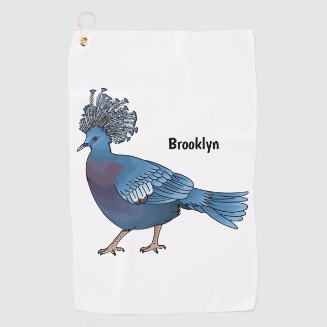 Serviette De Golf Caricature de l'oiseau pigeon couronné Victoria (Devant)