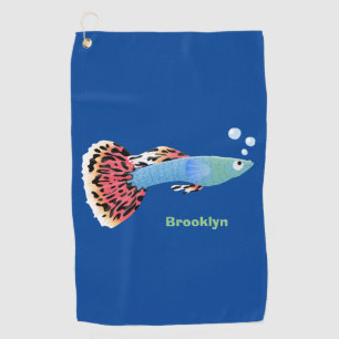 Serviette De Golf Caricature de poisson tropical guppy très chic