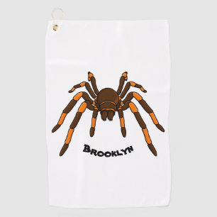 Serviette De Golf Caricature déplaisante de tarantule brun et orange
