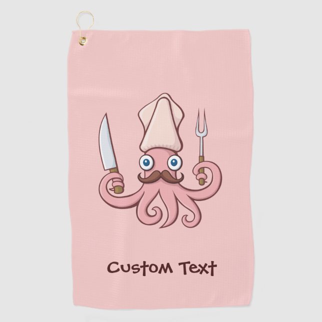 Serviette De Golf Caricature du chef calmar (Devant)