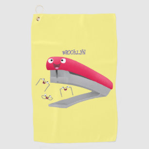 Serviette De Golf Caricature en agrafeuse rouge pâle