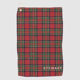 Serviette De Golf Carreaux Rustique Rouge et Vert Tartan Stewart